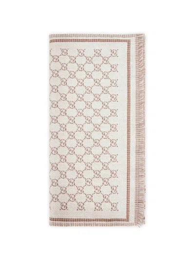 Gucci Women Ivory Gg Wool Blend Scarf In Neutral