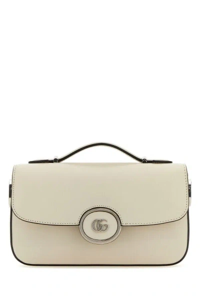 Gucci Women Ivory Leather Mini Petite Gg Handbag In White