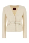 Gucci Belted Wool-blend Bouclé-tweed Jacket In White