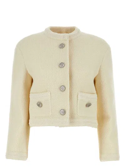 GUCCI WOMEN'S IVORY WOOL BLEND BLAZER