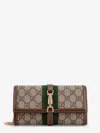 Gucci Women Jackie 1961 Gg Supreme Fabric And Leather Wallet With Shoulder Strap In Multi