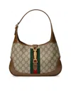 Gucci Jackie 1961 Small Webbing-trimmed Coated-canvas And Leather Shoulder Bag In Brown