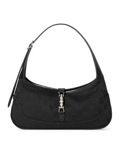 Gucci Small Jackie Slim Patterned Shoulder Bag In Black