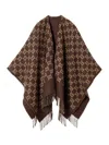 Gucci Gg Wool Jacquard Cape In Brown