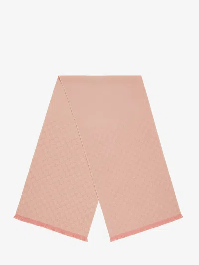 Gucci Women Jacquard Wool Scarf With Gg Motif In Pink