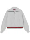 Gucci Grey Sweatshirt With Half Zip Closure And Web Detail On The Waist In Jersey Woman In Multi