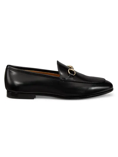 Gucci Women Black Calf Leather Moc Stitching Signature Horsebit Detail Almond Toe Slip-on Style Bran
