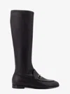 Gucci Leather Knee-high Boots Metal Hardware In Black