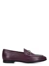 Gucci Almond Toe Leather Loafers With Metallic Hardware In Bordeaux