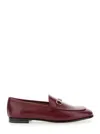 Gucci Almond Toe Leather Loafers With Metallic Hardware In Red