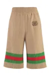 GUCCI WOMEN'S KNIT SHORTS WITH GREEN-RED-GREEN DETAIL IN FW23 COLLECTION