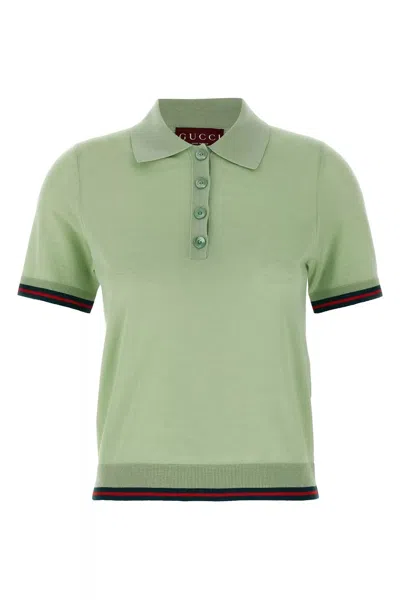 Gucci Women Knitted Polo Shirt In Green