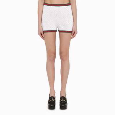 GUCCI GUCCI WOMEN LACE AND COTTON SHORT WITH WEB DETAIL