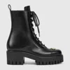 Gucci Women's Lace-up Ankle Boot With Gg In Black