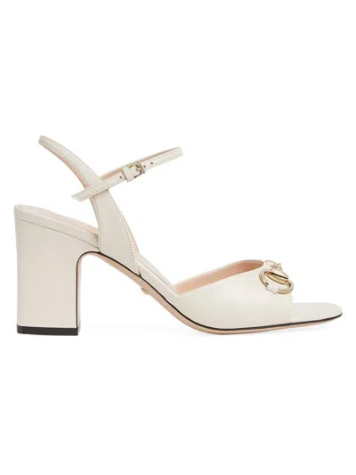 Gucci Women Leather Sandal With Horsebit In Neutral