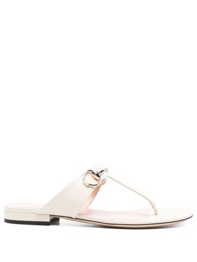 Gucci Women Lady Horsebit Leather Thong Sandals