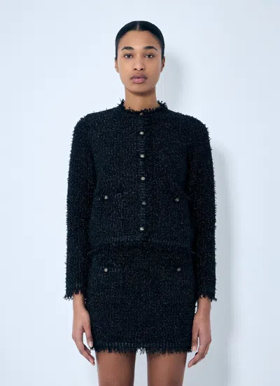 Gucci Women Lamé Woven Jacket In Blue