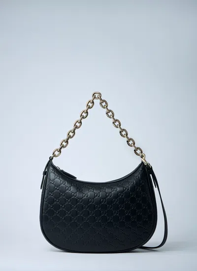 Gucci Women Large Gg Emblem Shoulder Bag In Black