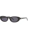 Gucci Oval-frame Sunglasses In Black Shiny