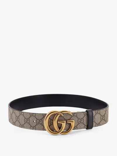 Gucci Women Leather And Supreme Gg Fabric Reversible Belt In Multi
