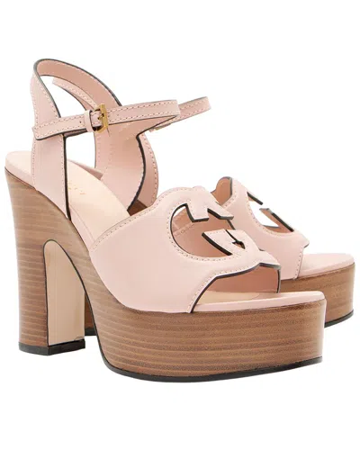 Pre-owned Gucci Women's Leather & Wood Platform Sandal