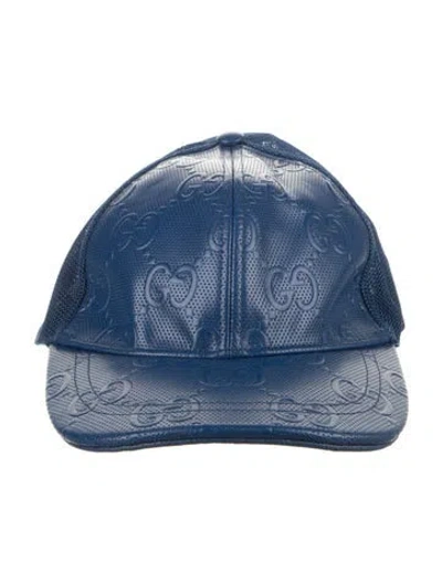 Pre-owned Gucci Women's Leather Baseball Cap In Blue