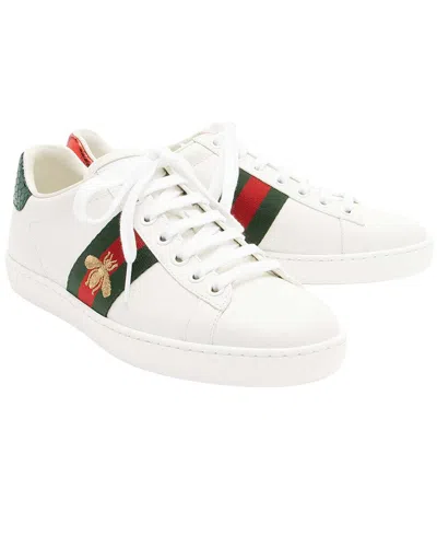 Gucci Women's Leather Bee Ace Sneaker (authentic Pre-loved) In White