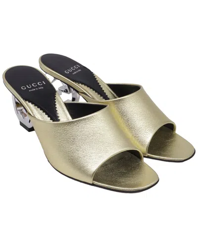 Pre-owned Gucci Women's Leather Bella Heeled Mule (authentic Pre-loved)