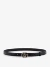 Gucci Women Leather Belt With All-over Gg Logo In Multi