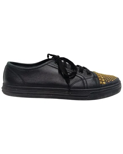 Pre-owned Gucci Women's Leather California Studded Low-top Sneaker (authentic Pre-loved) In Black