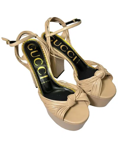 Pre-owned Gucci Women's Leather Crawford Knot Platform Heel (authentic Pre-loved)