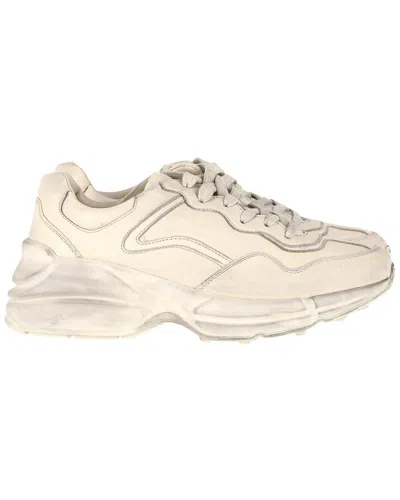 Gucci Women's Leather Distressed Rhyton Sneaker (authentic Pre-loved) In Neutral
