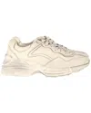 Gucci Women's Leather Distressed Rhyton Sneaker (authentic Pre-loved) In Neutral