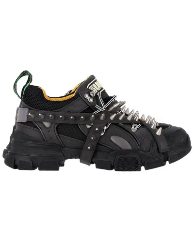 Gucci Women's Leather Flashtrek Removable Spikes Sneaker (authentic Pre-loved) In Black