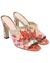 Gucci Women's Leather Floral-print High-heeled Mule (authentic Pre-loved) In Metallic