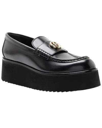Pre-owned Gucci Women's Leather Gg Creeper Platform Loafer (authentic Pre-loved)
