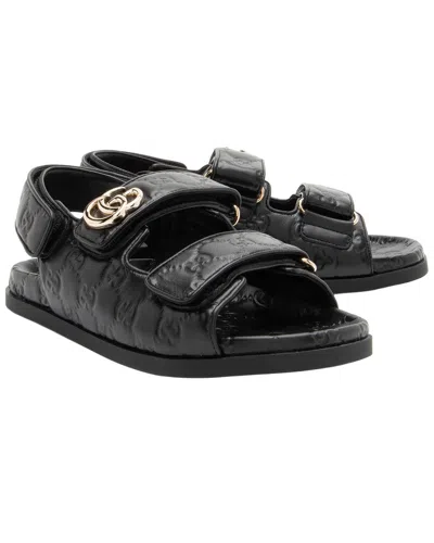 Gucci Women's Leather Gg Marmont Leather Sandal (authentic Pre-loved) In Black