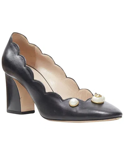 Gucci Women's Leather Gg Pearl Leather Scalloped Pump (authentic Pre-loved) In Black