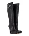 Gucci Women's Leather Ssima Platform Knee-high Boot (authentic Pre-loved) In Black