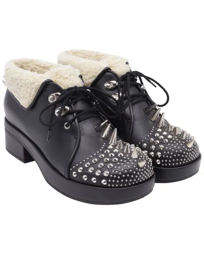 Gucci Women's Leather Harlem Spike Shear-lined Bootie (authentic Pre-loved) In Black