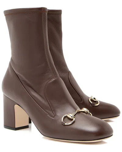 Pre-owned Gucci Women's Leather Horsebit Bootie (authentic Pre-loved)