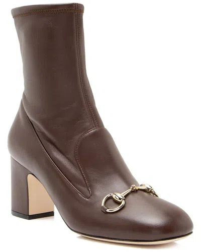 Pre-owned Gucci Women's Leather Horsebit Bootie (authentic Pre-loved)