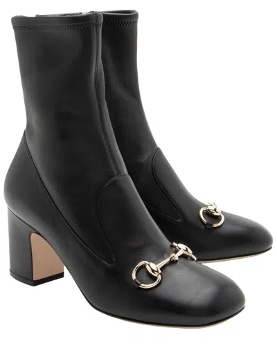 Gucci Women's Leather Horsebit Leather Ankle Boot (authentic Pre-loved) In Black