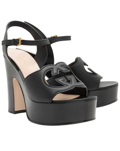 Pre-owned Gucci Women's Leather Interlocking G Cutout Platform Sandal (authentic Pre-  Loved)