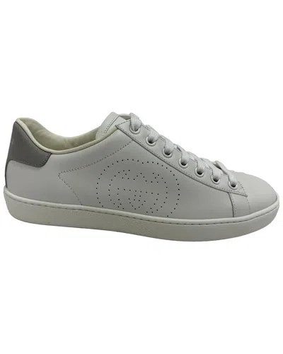 Gucci Women's Leather Interlocking G Perforated Ace Sneaker (authentic Pre-  Loved) In Gray