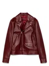 Gucci Biker Leather Jacket In Burgundy