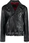 Gucci Oversize Biker Leather Jacket In Black