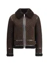 Gucci Women Leather Jacket With Gg Motif In Brown