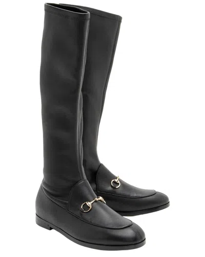 Gucci Women's Leather Jordaan Knee-high Boot (authentic Pre-loved) In Black