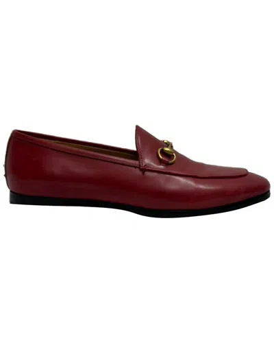 Gucci Women's Leather Jordaan Loafer (authentic Pre-loved) In Burgundy